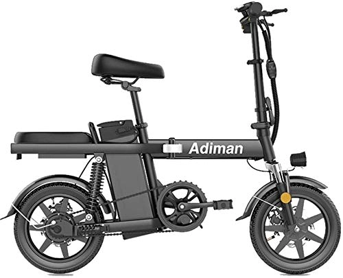 Electric Bike : ZJZ Bikes, Fast Electric Bikes for Adults Portable Folding Electric Bicycles 14 Inches Electric Bicycles, High Speed Motor, Three Riding Modes, with Removable 48V Lithium-Ion Battery
