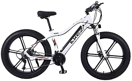 Electric Bike : ZJZ Electric Bike 26 Inches Folding Fat Tire Snow Mountain Bicycle with Super Magnesium Alloy Integrated Wheel, Premium Full Suspension And 27 Speed Gear