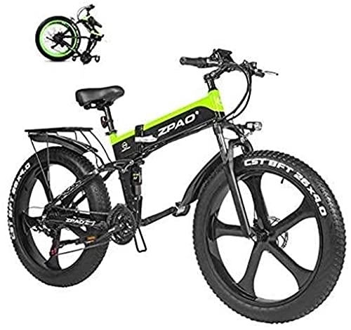 Electric Bike : ZJZ Electric Bike, Folding E-Bike With 48V 12.8AH Removable Charging Lithium Battery / 21 Speed / 26Inch Super Lightweight, Urban Commuter Bicycle For Men Women