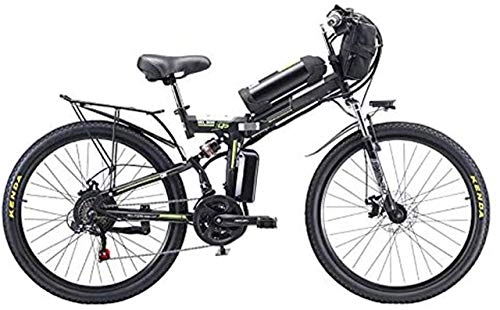Electric Bike : ZJZ Electric Bike, Folding Electric, High Carbon Steel Material Mountain Bike with 26" Super, 21 Speed Gears, 500W Motor Removable, Lithium Battery 48V, White