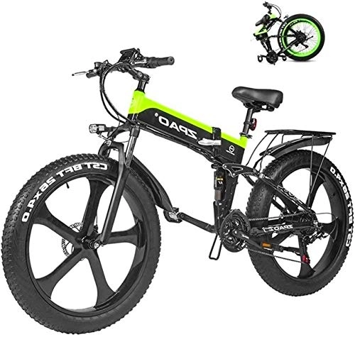 Electric Bike : ZJZ Electric Mountain Bike 26 Inches 1000W 48V 12.8ah Folding Fat Tire Snow Bike E-bike Pedal Assist Lithium Battery Hydraulic Disc Brakes For Adult