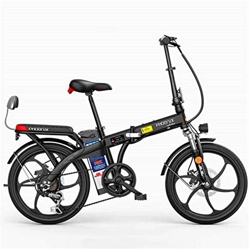 Electric Bike : ZJZ Fast Electric Bikes for Adults 20 Inches Folding Electric Mountain Bike for Adult with Removable 48V Lithium-Ion Battery E-Bike 250W Powerful Motor 7 Speed Shifter (Color : Black)