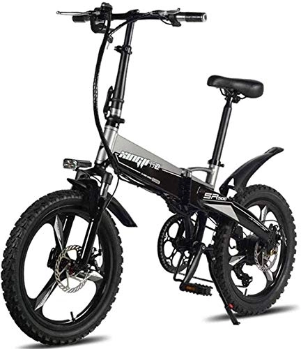 Electric Bike : ZJZ Fast Electric Bikes for Adults Folding Mountain Bikes 48V 250W Adults Aluminum Alloy 7 Speeds Electric Bicycles Double Shock Bikes with 20 inch Tire