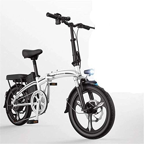 Electric Bike : ZJZ Fast Electric Bikes for Adults Lightweight and Aluminum Folding E-Bike with Pedals Power Assist and 48V Lithium Ion Battery Electric Bike with 14 inch Wheels and 400W Hub Motor