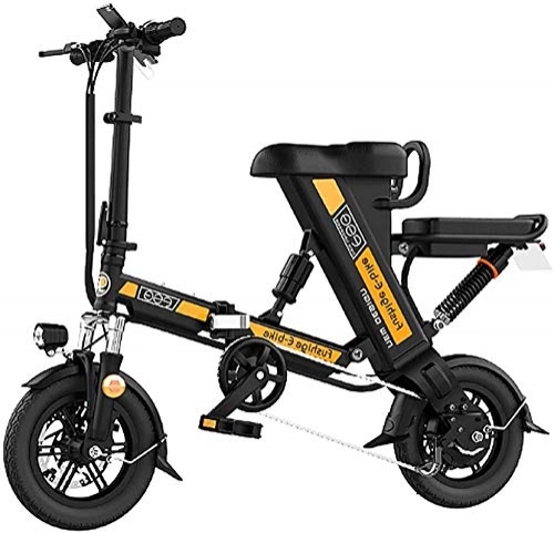 Electric Bike : ZJZ Folding Electric Bike for Adults, 12 Inch Electric Bicycle / Commute bike with 240W Motor, 48V 8-20Ah Rechargeable Lithium Battery, 3 Work Modes (Color : Black, Size : 12.5AH)