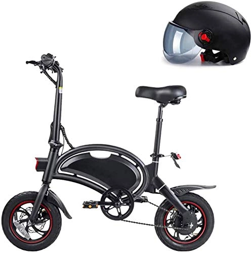 Electric Bike : ZJZ Folding Electric City Bike, Up To 25 Km / H, Adjustable Speed Bike, 14 Inch Wheels, 36V / 10.4Ah Lithium Battery, Unisex Adult, Parent-Child Electric Bicycle, Black