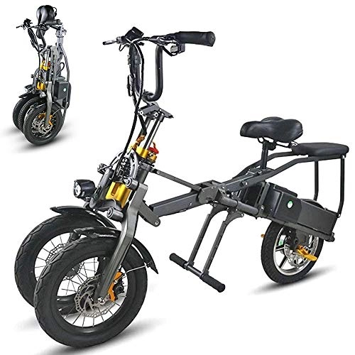 Electric Bike : ZLI Folding 3-Wheel Electric Vehicle 36V 250W Brushless Toothed Motor, Portable Folding Aluminum Alloy Electric Car With Seat with LCD Speed Display Electric Bike
