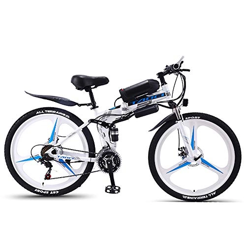 Electric Bike : ZLZNX 26'' Electric Bike Foldable Mountain Bicycle for Adults 36V 350W 13AH Removable Lithium-Ion Battery E-Bike Fat Tire Double Disc Brakes LED Light, E, 10AH