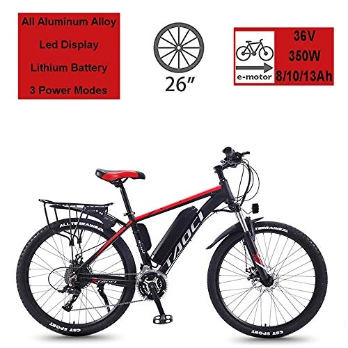 Electric Bike : ZLZNX Electric Bikes for Adult, Magnesium Alloy Ebikes Bicycles All Terrain, 26" 36V 350W 13Ah Removable Lithium-Ion Battery Mountain Ebike for Mens, A, 8AH21Speed