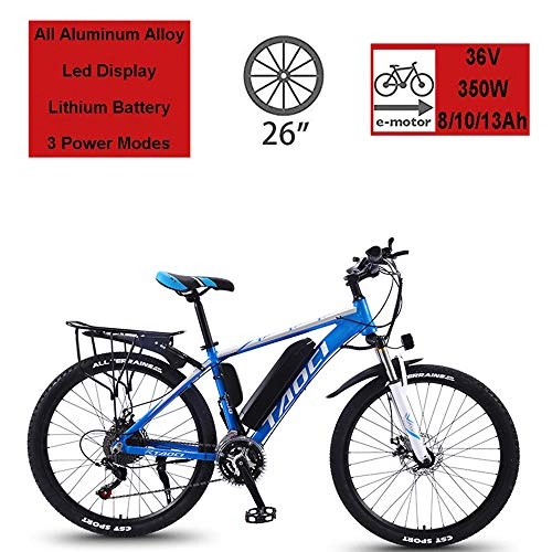 Electric Bike : ZLZNX Electric Bikes for Adult, Magnesium Alloy Ebikes Bicycles All Terrain, 26" 36V 350W 13Ah Removable Lithium-Ion Battery Mountain Ebike for Mens, B, 13AH30Speed