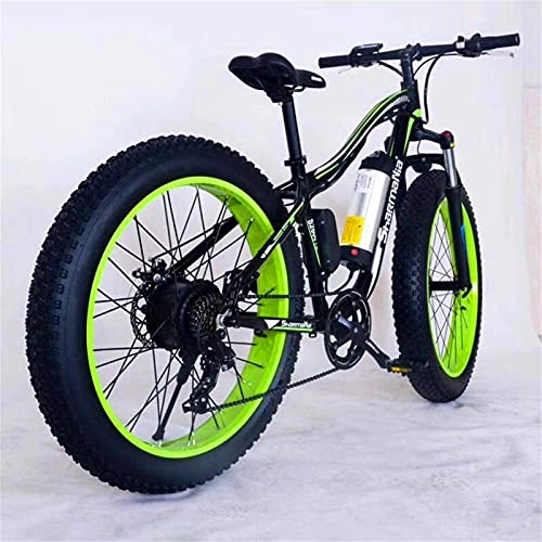 Electric Bike : ZMHVOL Ebikes, 26" Electric Mountain Bike 36V 350W 10.4Ah Removable Lithium-Ion Battery Fat Tire Snow Bike for Sports Cycling Travel Commuting ZDWN (Color : Black Green)