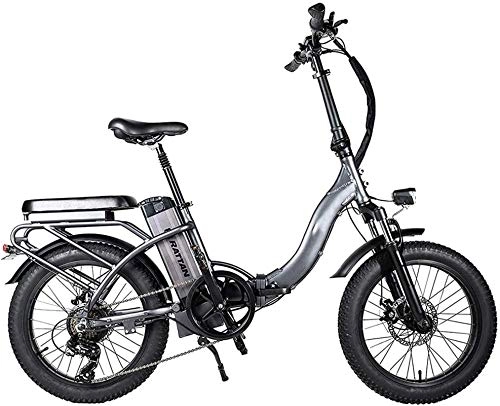 Electric Bike : ZMHVOL Ebikes, 750w 20" times;4.0 Foldingelectric Bike 48v 13ah Removable Lithium Battery 7 Speed Brushless Motor Adult Bicycle 4.0 All-terrain Fat Tire 4-6 Hours Battery Life ZDWN (Color : Grey)
