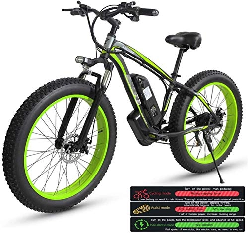 Electric Bike : ZMHVOL Ebikes, Electric Mountain Bike for Adults, Electric Bike Three Working Modes, 26" Fat Tire MTB 21 Speed Gear Commute / Offroad Electric Bicycle for Men Women ZDWN (Color : Green)