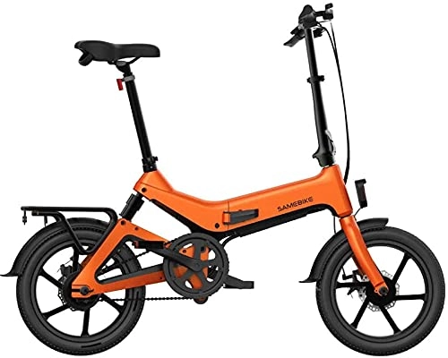 Electric Bike : ZMHVOL Ebikes, Folding Electric Bike 16" 36V 350W 7.5Ah Lithium-Ion Battery Electric Bikes for Adult Load Capacity 150 Kg with Rear Seat ZDWN (Color : Orange)