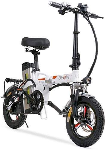 Electric Bike : ZMHVOL Ebikes, Folding Electric Bike for Adults, 14" Lightweight Alloy Folding City Electric Bicycle / Commute Ebike with 400W Motor, Dual Disc Brakes, Eco-Friendly Bike for Urban ZDWN (Color : White)