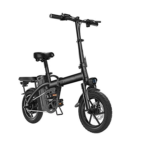 Electric Bike : ZMXZMQ Aluminum Pro Smart Folding Portable E-Bike, with 36V Removable Lithium-Ion Battery, Collapsible Frame, And Handlebar Display, Black, 75km