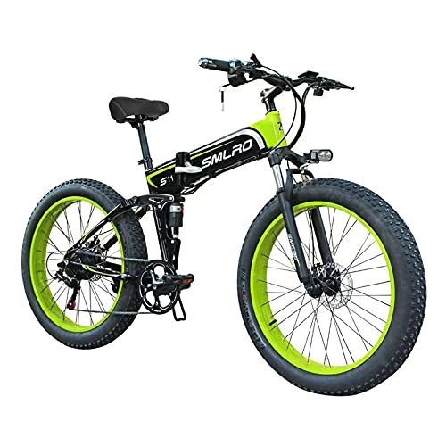 Electric Bike : ZOSUO 26 Inch E-Bike Magnesium Alloy Fork Wheel 1000W Electric Mountain Bike Shimano 7-Speed Transmission with 48V10AH Battery Lithium Snowmobile Electric Moped, Green