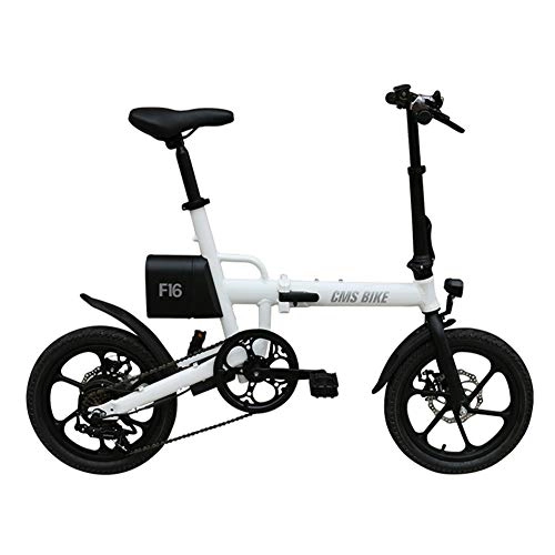 Electric Bike : ZQNHXY 250W 7.8Ah Folding Electric Bicycle Foldable Pedal Assist E-Bike, Foldable Electric Bike with Brake Tail Light, White