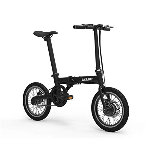 Electric Bike : ZQNHXY Foldable 16 inch 36V E-bike with 18650 Lithium Battery, Lightweight Electric Foldable Pedal Assist E-Bike, Disc Brake, Black