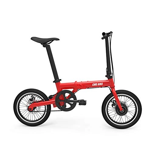 Electric Bike : ZQNHXY Foldable 16 inch 36V E-bike with 18650 Lithium Battery, Lightweight Electric Foldable Pedal Assist E-Bike, Disc Brake, Red