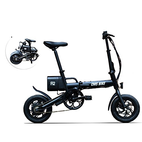 Electric Bike : ZQNHXY Lightweight Electric Foldable Pedal Assist E-Bike, Foldable 12 inch 36V E-bike with 6.0Ah Lithium Battery, Disc Brake, Black