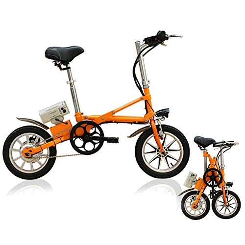 Electric Bike : ZQNHXY Urban Commuter Folding Electric Bike, Electric Bikes for Adults With Shock Damper for Sports Outdoor Cycling Workout and Commuting, Orange