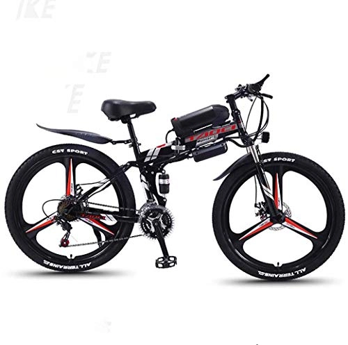 Electric Bike : ZTYD Electric Bike, 26" Mountain Bike for Adult, All Terrain 27-speed Bicycles, 36V 30KM Pure Battery Mileage Detachable Lithium Ion Battery, Smart Mountain Ebike for Adult, black red A2, 8AH / 40km
