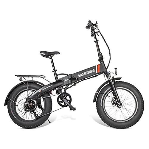 Electric Bike : ZWHDS 20 inch electric bike - fat tire e-bike with 48V 8Ah lithium battery, 7-speed Shimano gear shift and high-strength shock absorption disc brakes, MTB 350W motor 25km / h (Color : Black)