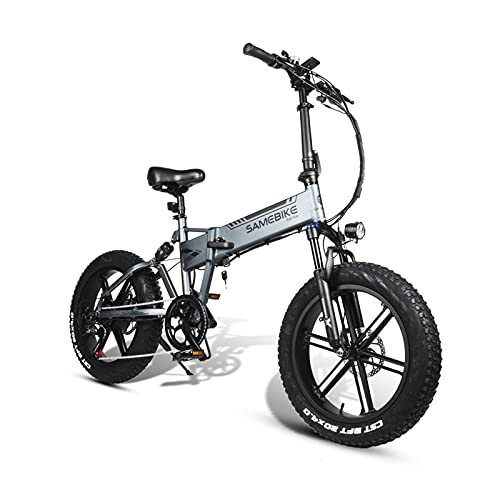 Electric Bike : ZWHDS 20-inch foldable electric light bicycle-500W e-bike 6061 aluminum alloy fat tire electric bicycle (Color : Silver)