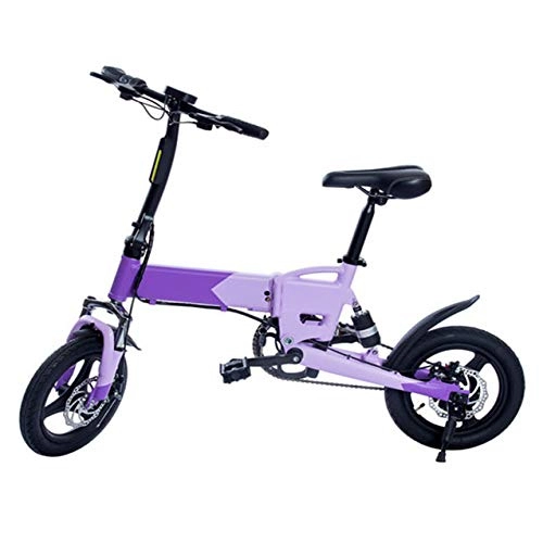 Electric Bike : ZXCVB Electric Bicycle Adult Folding Mini Bicycle 36V 5.2AH With LED Display, Purple