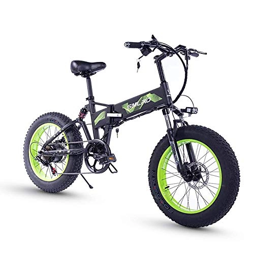 Electric Bike : ZXL 20 inch Fat Tire, 36V 500W Motor, Foldable Bicycle, Electric Bike, Mobile Lithium Battery 7 Speed Disc Brake (Purple), Green