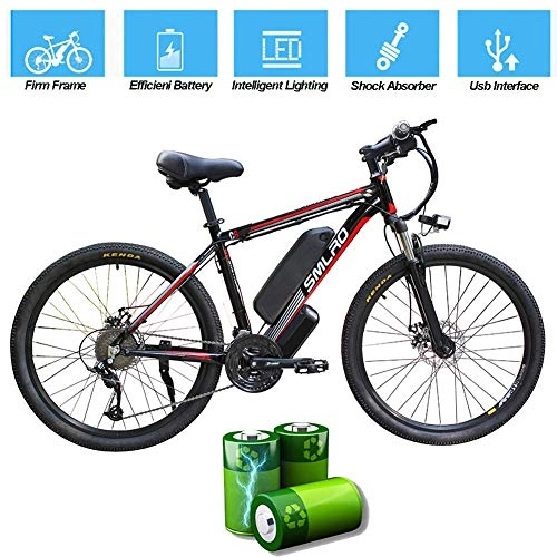 Electric Bike : ZXL Home Electric Bike for Adults, Electric Mountain Bike, 26 inch 360W Removable Aluminum Alloy Bicycle, 48V / 10Ah Lithium-Ion Battery for Outdoor Cycling Travel Work Out, Black Red, 26 in, Black Red, 26