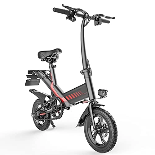 Electric Bike : ZXQZ Electric Bikes, 12'' Folding E-Bike for Adults and Teenagers, Motor Electric Bicycles with Removable 36V 7.5Ah Lithium-Ion Battery Throttle & Pedal Assist (Color : Black)