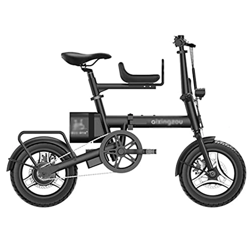 Electric Bike : ZXQZ Electric Mountain Bikes for Adults 14'' Electric Bicycle, Ebike with 7.8Ah Removable Lithium Battery Moped Cycle (Color : Black)