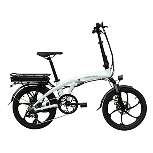 Electric Bike : ZXQZ Folding Electric Bikes for Adults, Power Assist, 48V Lithium Ion Battery, Ebike with 20 Inch Wheels and Hub Motor (Color : White)
