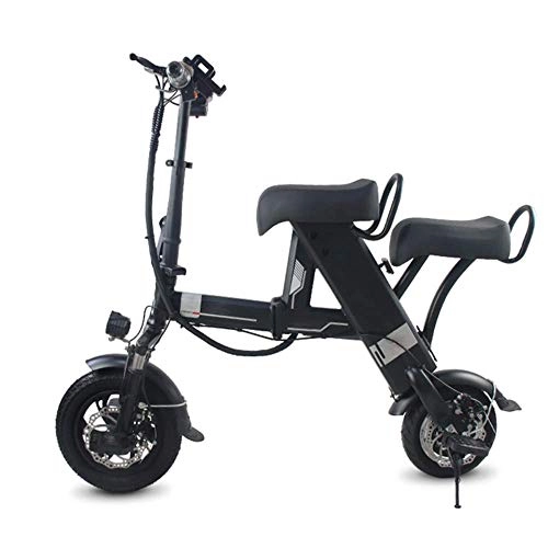 Electric Bike : ZXWNB Small Foldable Electric Bicycle Men And Women Electric Bicycle Mini Adult Transportation 48V Generation Driving Two-Wheel Lithium Electric Bicycle, Black, B