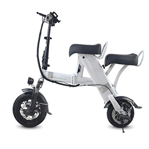 Electric Bike : ZXWNB Small Foldable Electric Bicycle Men And Women Electric Bicycle Mini Adult Transportation 48V Generation Driving Two-Wheel Lithium Electric Bicycle, White, C