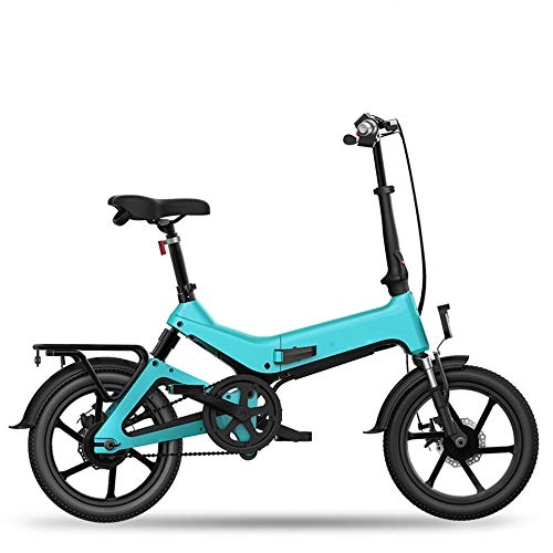 Electric Bike : ZXY 16 Inch Folding Electric Bicycle Power Assist Moped Bike E-bike 55-65km Range 36V 7.5AH 250W Powerful Bike, Blue
