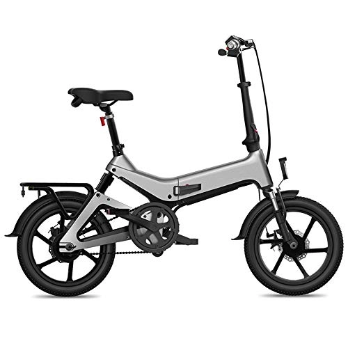 Electric Bike : ZXY 16 Inch Folding Electric Bicycle Power Assist Moped Bike E-bike 55-65km Range 36V 7.5AH 250W Powerful Bike, Gray