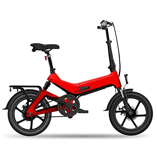 Electric Bike : ZXY 16 Inch Folding Electric Bicycle Power Assist Moped Bike E-bike 55-65km Range 36V 7.5AH 250W Powerful Bike, Red
