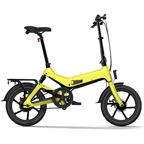 Electric Bike : ZXY 16 Inch Folding Electric Bicycle Power Assist Moped Bike E-bike 55-65km Range 36V 7.5AH 250W Powerful Bike, Yellow