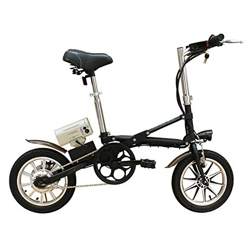 Electric Bike : ZXY 36V250W 14'' folding electric bicycle with lithium battery brushless motor disc brake electric bikes, Black