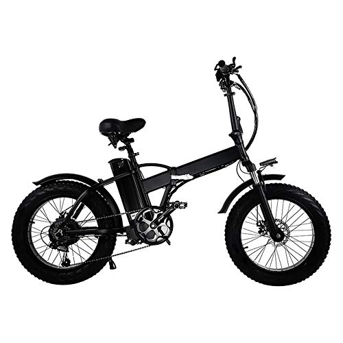 Electric Bike : ZXY 500W 20 Inch Electric Folding Bike, 4.0 Fat Tire, 48V 15Ah Powerful Lithium Battery, Snow Bike, Power Assist Bicycle, Black, 20 inches
