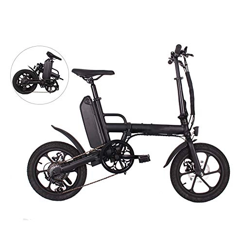 Electric Bike : ZXY Plus folding ebike electric foldable bicycle, Variable speed folding electric car 16 inch lithium battery power electric bicycle mini electric bicycle, Black