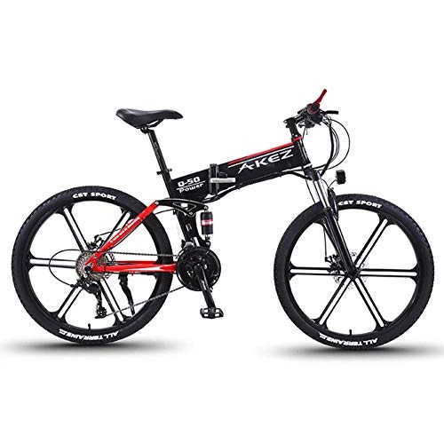 Electric Bike : ZYC-WF Electric Bike for Adults and Teens Folding Comfort Mountain E-Bikes 350W Aluminum Alloy Bicycle with 3 Riding Modes for Sports Outdoor Cycling Travel Commuting, Red, Red