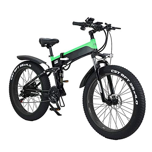 Electric Bike : ZYC-WF Electric Folding Bike Bicycle Portable Adjustable for Adults, 26" Electric Bicycle / Commute Ebike Foldable with 500W Motor, 48V 10Ah, 21 / 7 Speed Transmission Gears for Cycling Outdoor, Yellow, Gr