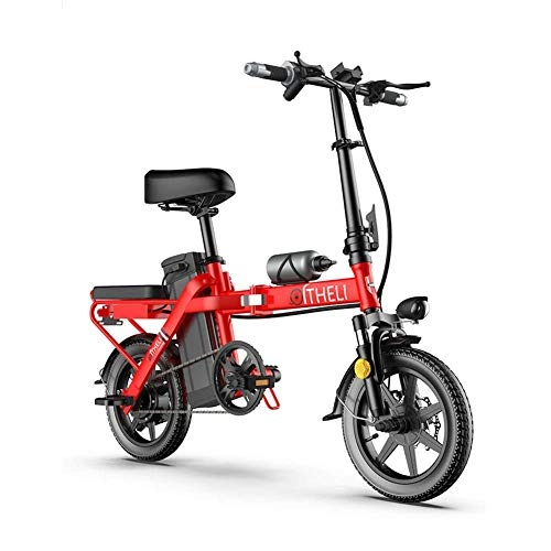 Electric Bike : ZYC-WF Electric Folding Bike Foldable Bicycle Adjustable Height Portable for Adults Cycling Comfort Bikes 350W Aluminum Alloy Bicycle with 3 Riding Modes, Black, Red
