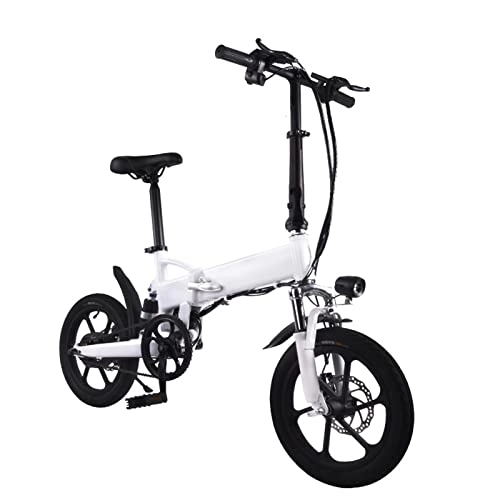 Electric Bike : ZYLEDW 250W Adult Electric Bike Foldable For Adults Lightweight 16 Inch Tire 36v Lithium Battery Soft Tail Frame Folding Electric Bicycle (Color : White)