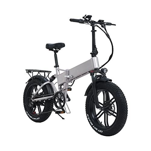 Electric Bike : ZYLEDW Electric Bike Foldable 2 Seat for Adults Electric Bicycle 800w 48v Lithium Battery 4.0 Fat Tire Folding E Bike (Color : Gray)