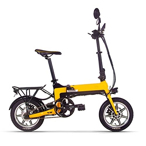 Electric Bike : ZYLEDW Electric Bike Foldable for Adults 14 Inch Fat Tire Folding Electric Bike 36V 250W 10.2Ah Lithium Battery Ebike (Color : Yellow)